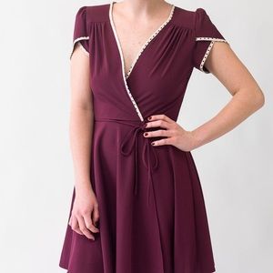 Smak Parlour wrap burgundy dress